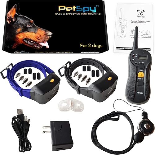 Vista 4 de PetSpy P620B Collar de choque de entrenamiento para perros para 2 perros con vibración, descarga eléctrica, pitido; entrenador remoto totalmente