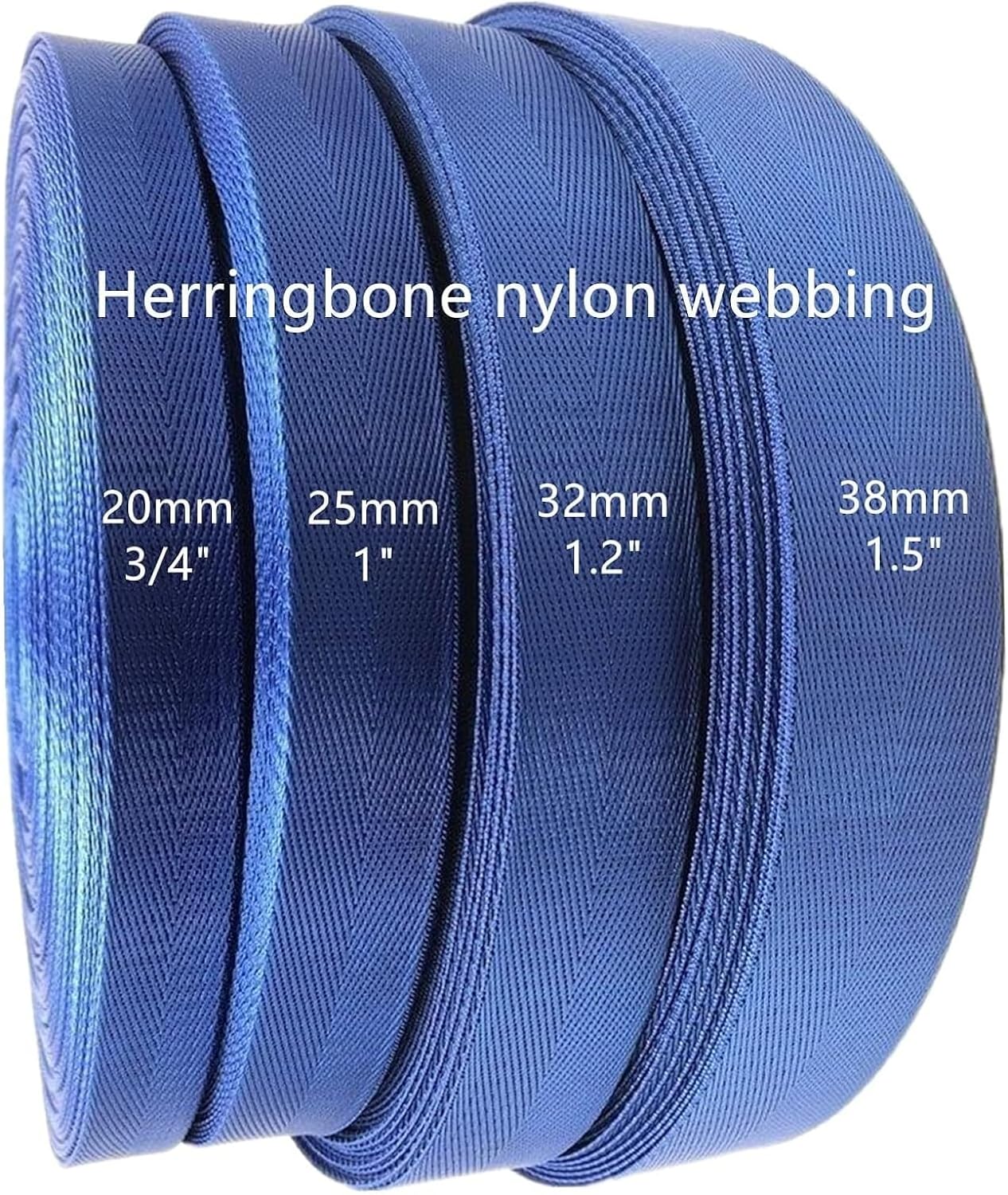 VIGANI Cotton Webbing,Cotton Bag Strapping, Webbing Strap 25mm 38mm, Nylon Upholstery Webbing Tape for Bags Chairs Handles(Color:Blu, Size : 25MM x 5Yards) (Color : Coffee, Size : 38MM x 10Yards)