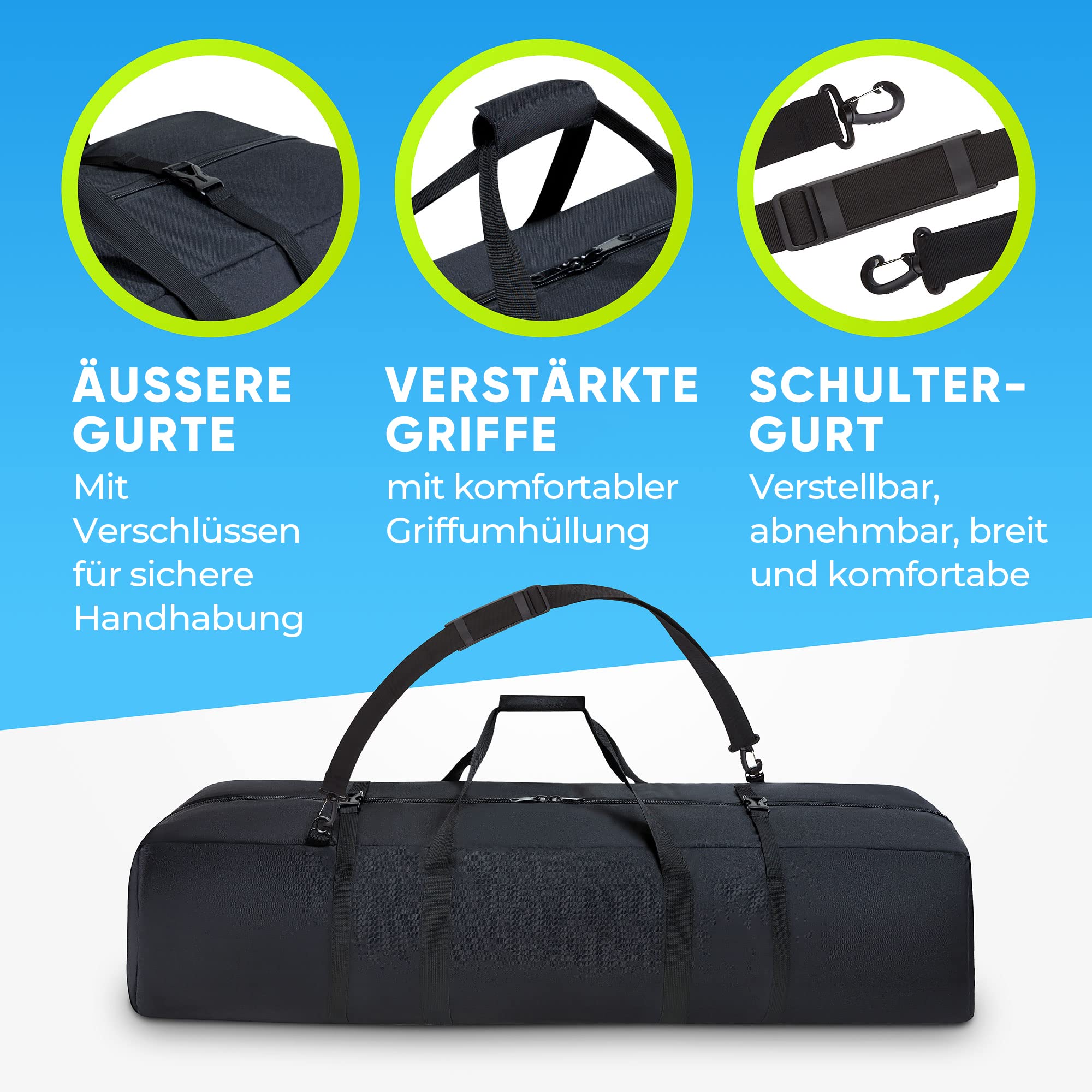 Mehrzweck-Teleskoptasche, stoßdämpfende Teleskop-Tragetasche mit verstellbarem Schultergurt und extra Stauraum, wasserabweisend (99x31x31 cm)