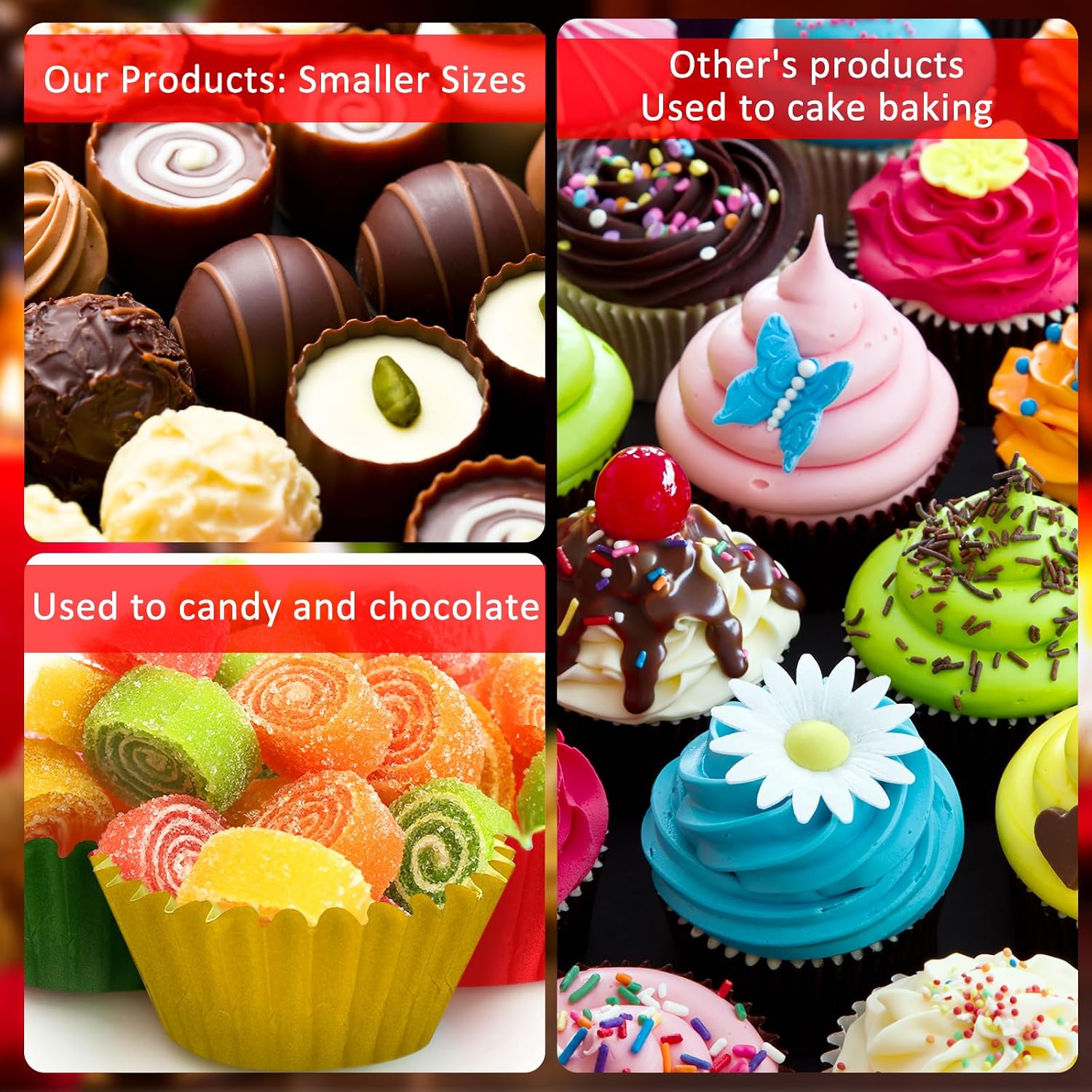 Funtery 600 Pcs Christmas Cupcake Liners Mini Muffin Liners,Classic