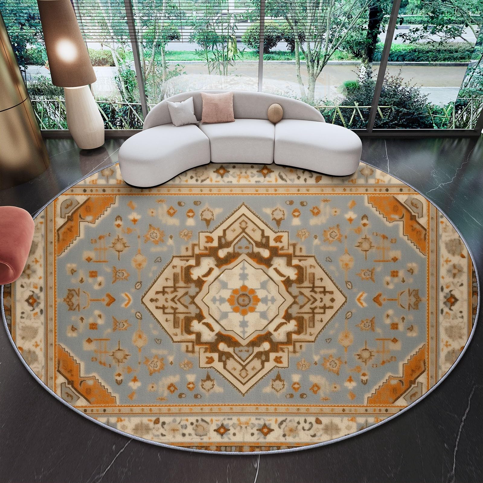 Tapis rond géométrique 60 cm pour embellir votre coin canapé ou salle à manger