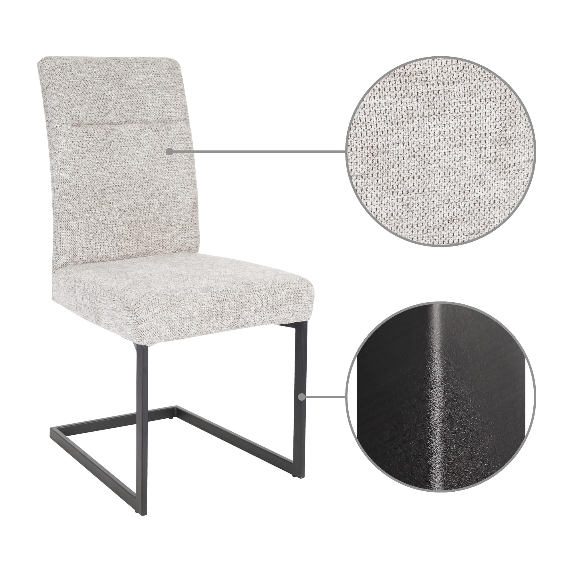 Raburg Freischwinger Maggie, 2er-Set, Stoffbezug, Beige/Schwarz, gepolstert | ergonomisch gepolstert, Metallgestell, für Esszimmer, Küche und Wohnbereich