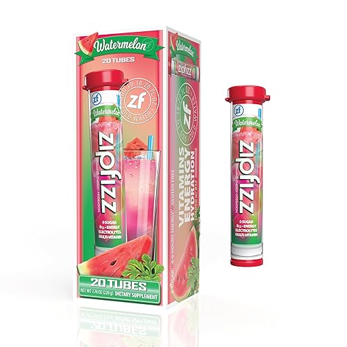 Zipfizz Mezcla de bebida energética, polvo de hidratación de electrolitos con B12 y multivitaminas, sandía (20 unidades)
