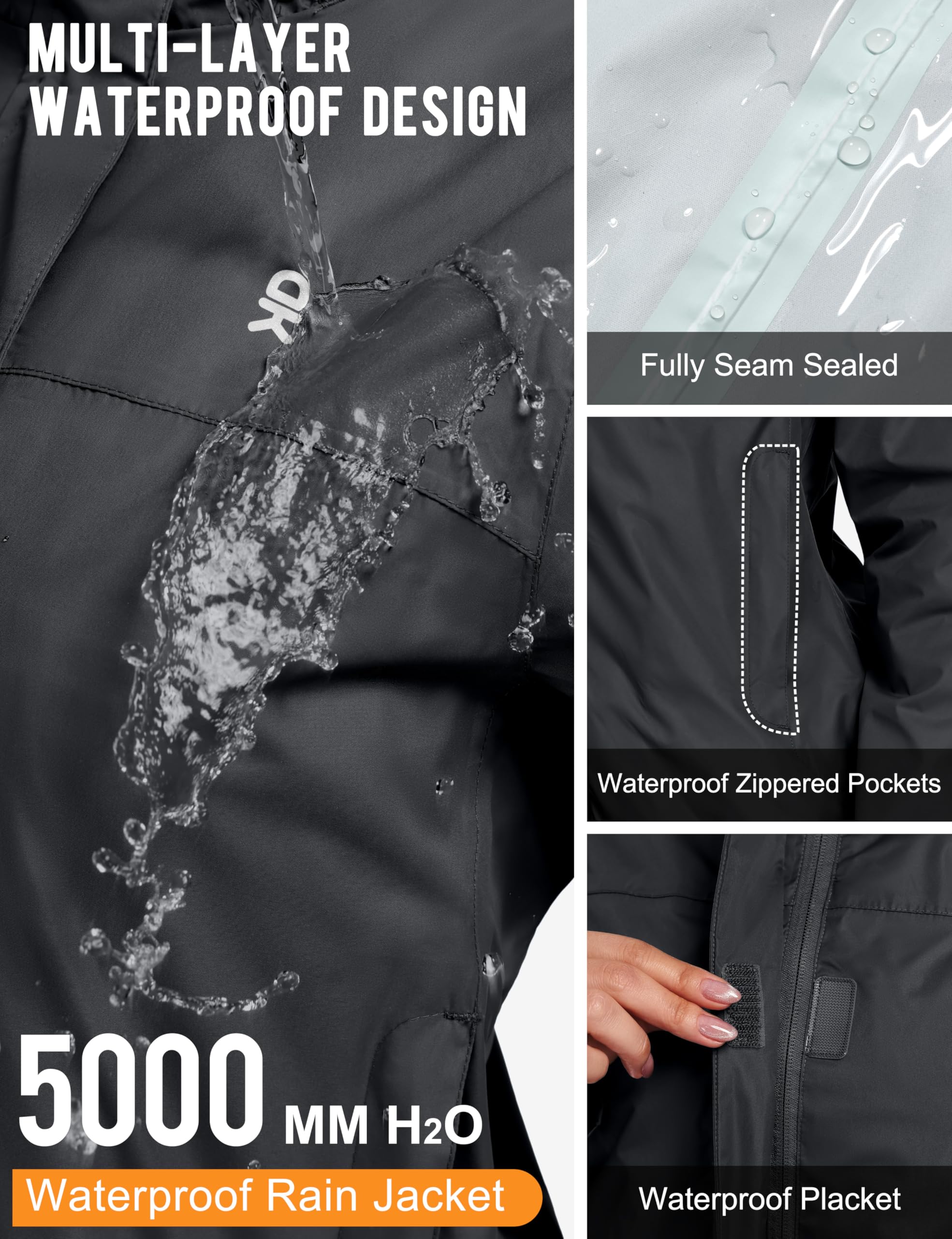 Little Donkey Andy Damen wasserdichte Regenjacke Leichte atmungsaktivem Regenjacke für Outdoor-Windbreaker zum Wandern, Reisen
