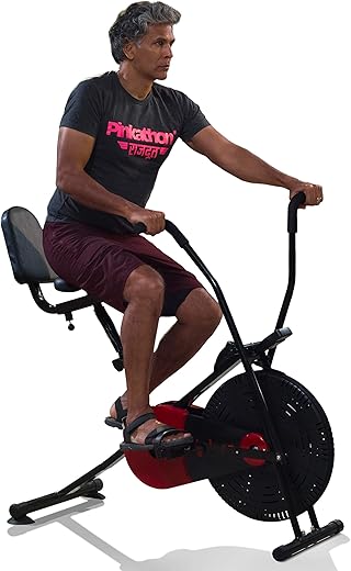 Lifelong LLFCN18 Steel Exercise Air Bike with Moving Handles & Back Support, Black