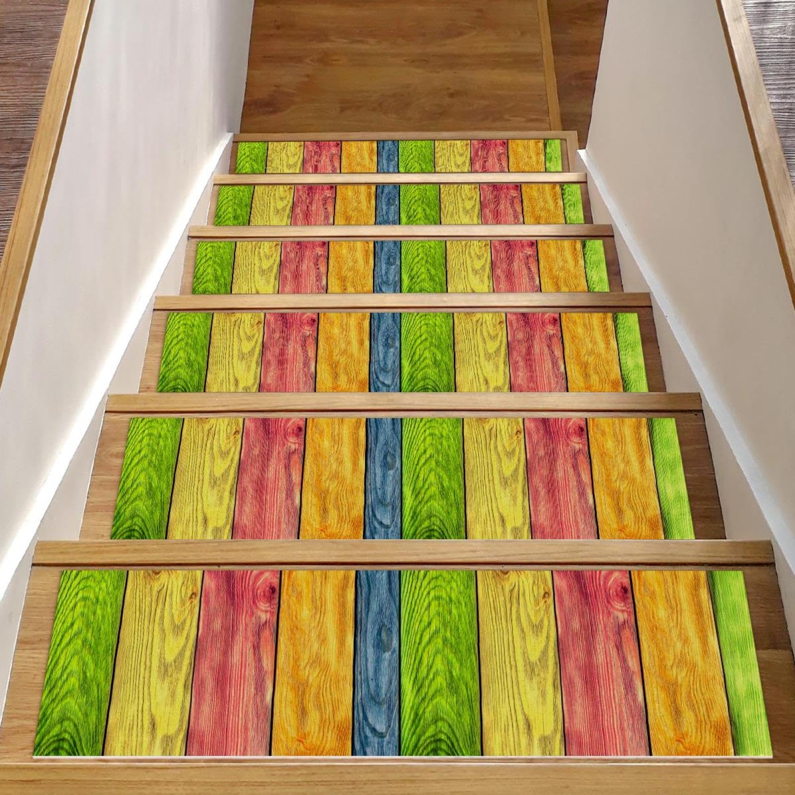 Peldaños de escalera de 8 x 30 pulgadas en poliester y TPE con diseño exclusivo de madera