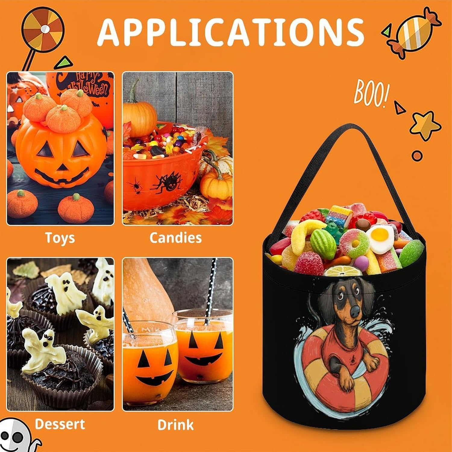 Dachshund Halloween Bucket Candy Bag Mini Buckets image 3