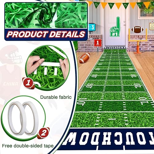 Miniatura 3 de Suministros para fiestas de fútbol de 10 pies, para pasillos, mantel de fútbol, camino de suelo de touchdown para fiesta de día de juego,