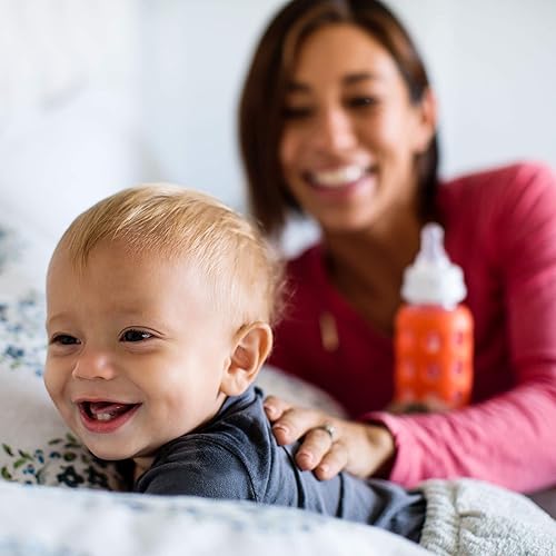 Miniatura 6 de Lifefactory Juego de iniciación de biberones de 12 piezas  4 onzas menta y manta, 9 onzas de col rizada y arándano  Incluye tapas planas, tapas para