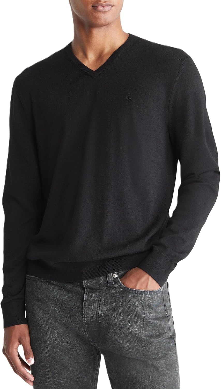 Calvin Klein Men's Extra Fine Merino Wool Blend V-Neck Sweater