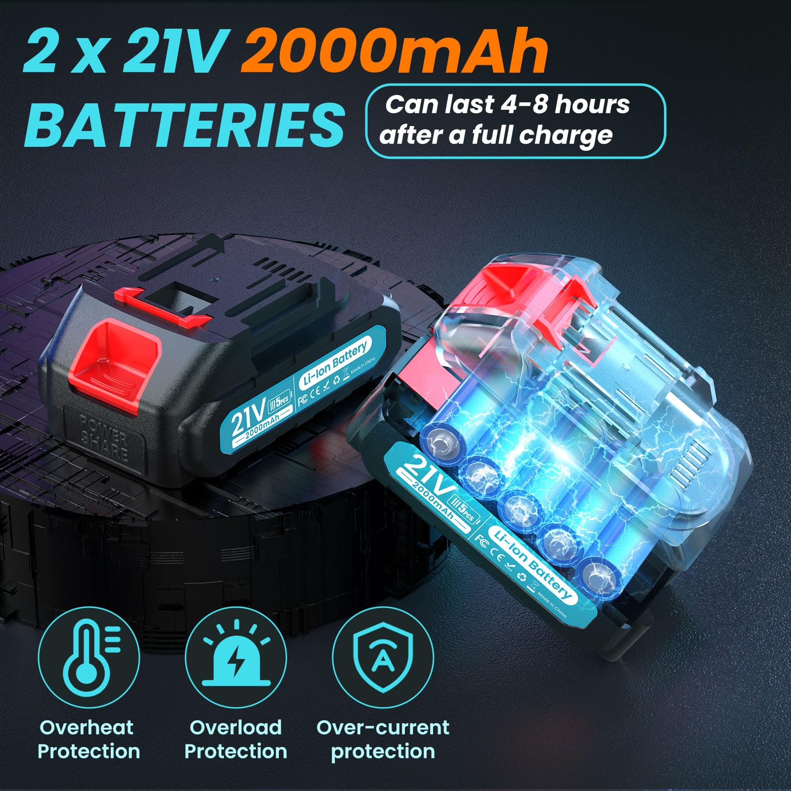Tijeras de Podar Electricas,50mm Tijeras de Podar Bateria para Makita con 2 Baterías 2000mAh, Pantalla LCD, 900W Motor Sin Escobillas Silencioso,Profesional Tijera de Podar para Ramas,Arbustos,Troncos