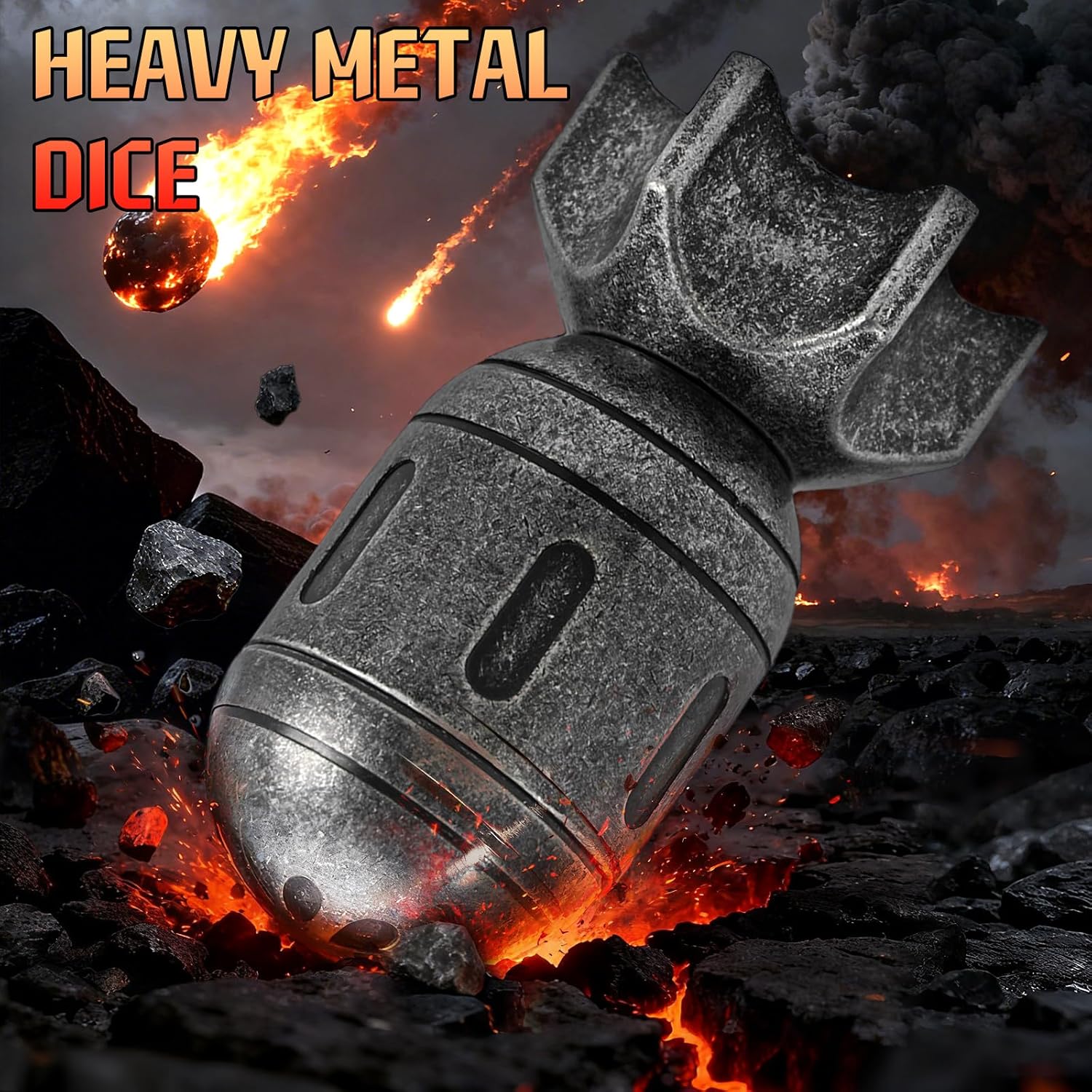 ZHOORQI DND Metal Dice Set with Spinning Missile Container, Cool Bullet Dice Polyhedral Dice for Dungeons and Dragons, RPGs DND Gifts（Missile-Retro Silver）