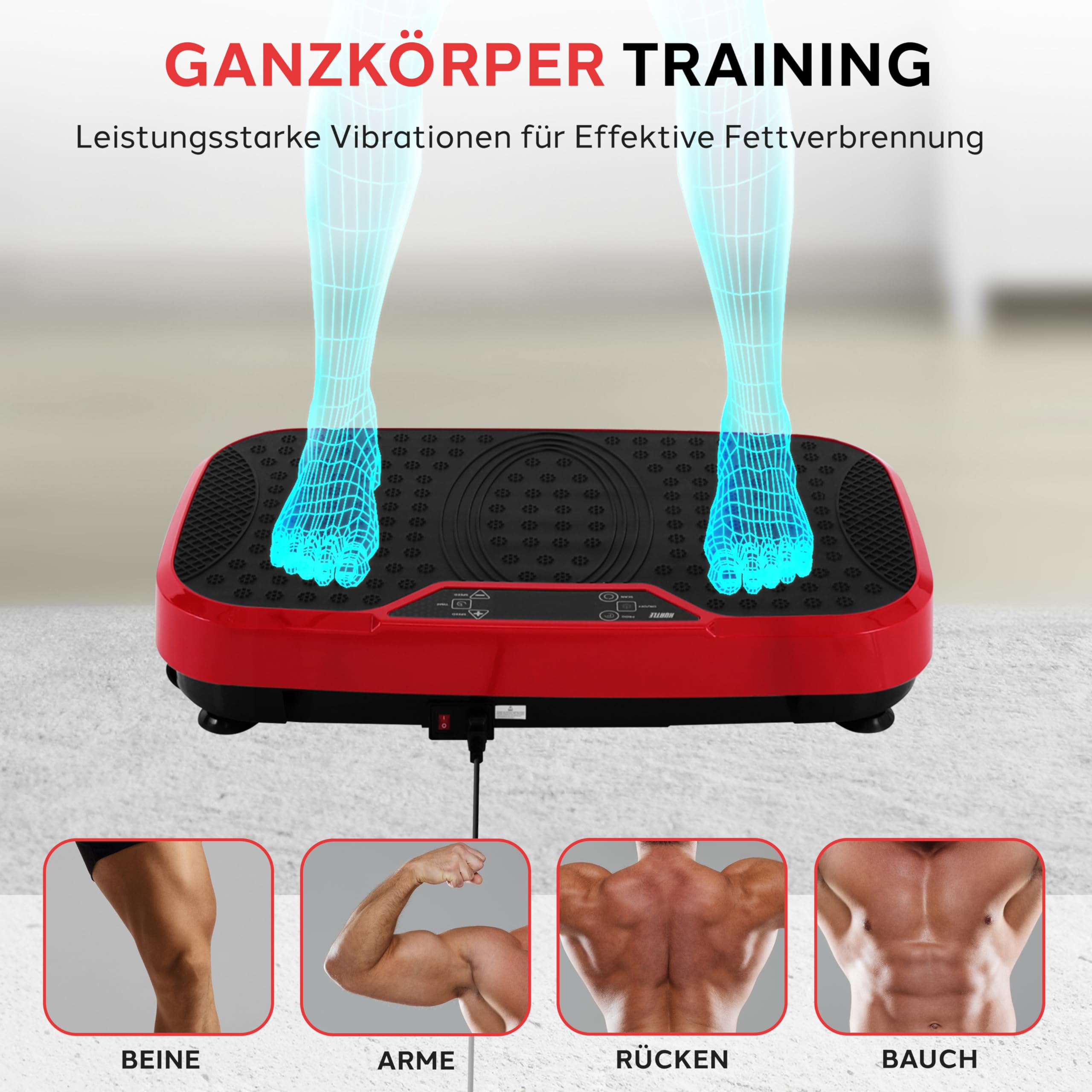 Vibrationsplatte, Heim-Vibrationsplattenbewegung, 1-180 Verschiedene Vibrationsintensitäten, Verwendet Zur Stärkung Der Muskeln, Zur Fettreduzierung Und Zum Ganzkörpertraining, Schwarz