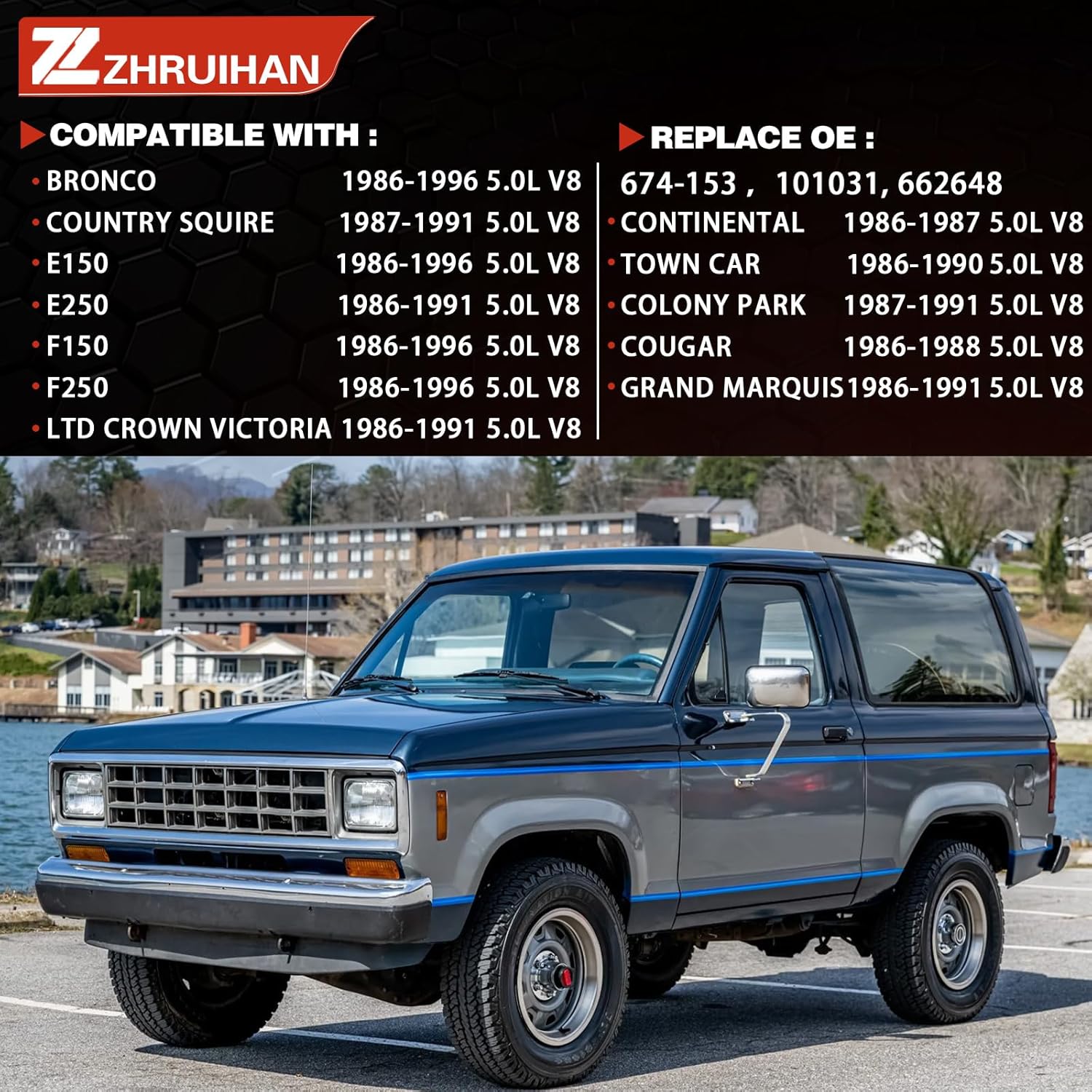 Exhaust Manifold Kit Direct Fit for 1986-1996 Bronco E-150 F-150 F-250,1986-1991 E-250 & Ltd crown victoria 5.0L V8, OE: 674153 EPA