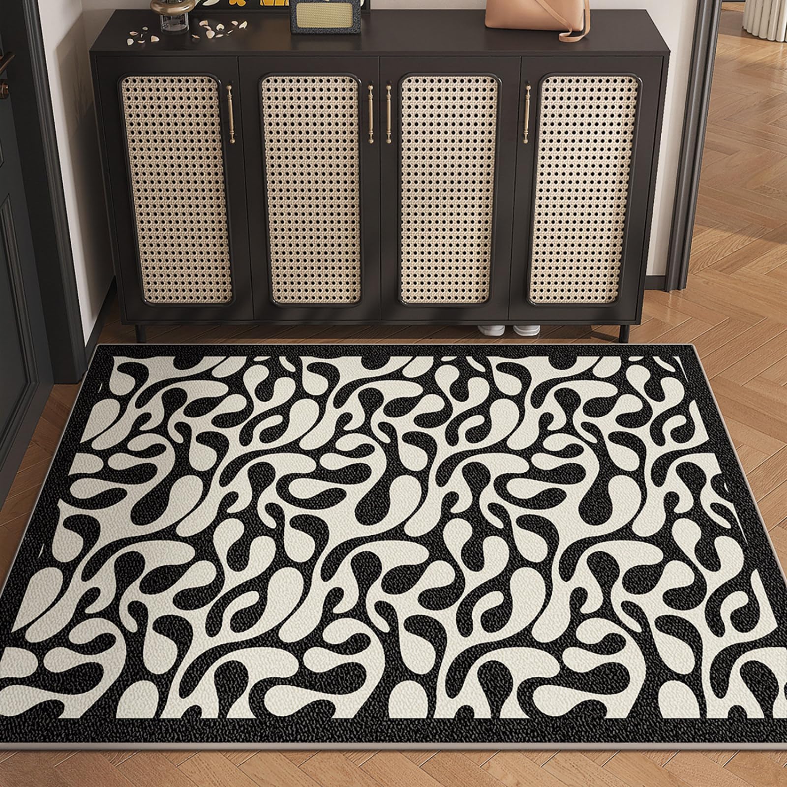 Tapis entrée intérieur 80x120 cm lavable et antidérapant motif abstrait