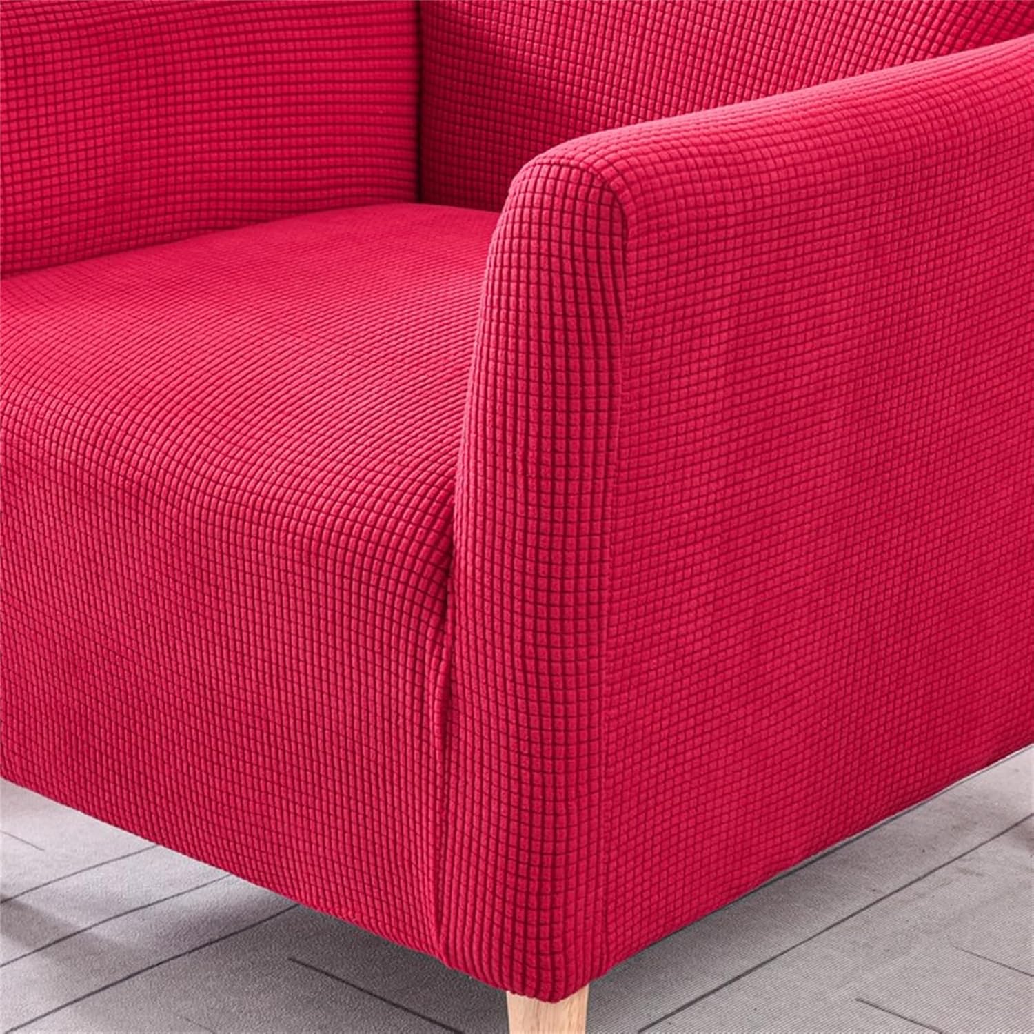 Stretch Armchair Slipcover Removable Washable Chair Covers for Armchairs, Couch Cover Furniture Protector for Living Room Home Decoration (Red)
