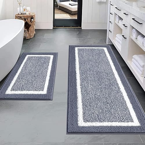 Miniatura 44 de Pauwer Juego de baño, alfombras de baño antideslizantes, alfombras de ducha absorbentes para suelo de baño, bañera y ducha, color azul aguamarina