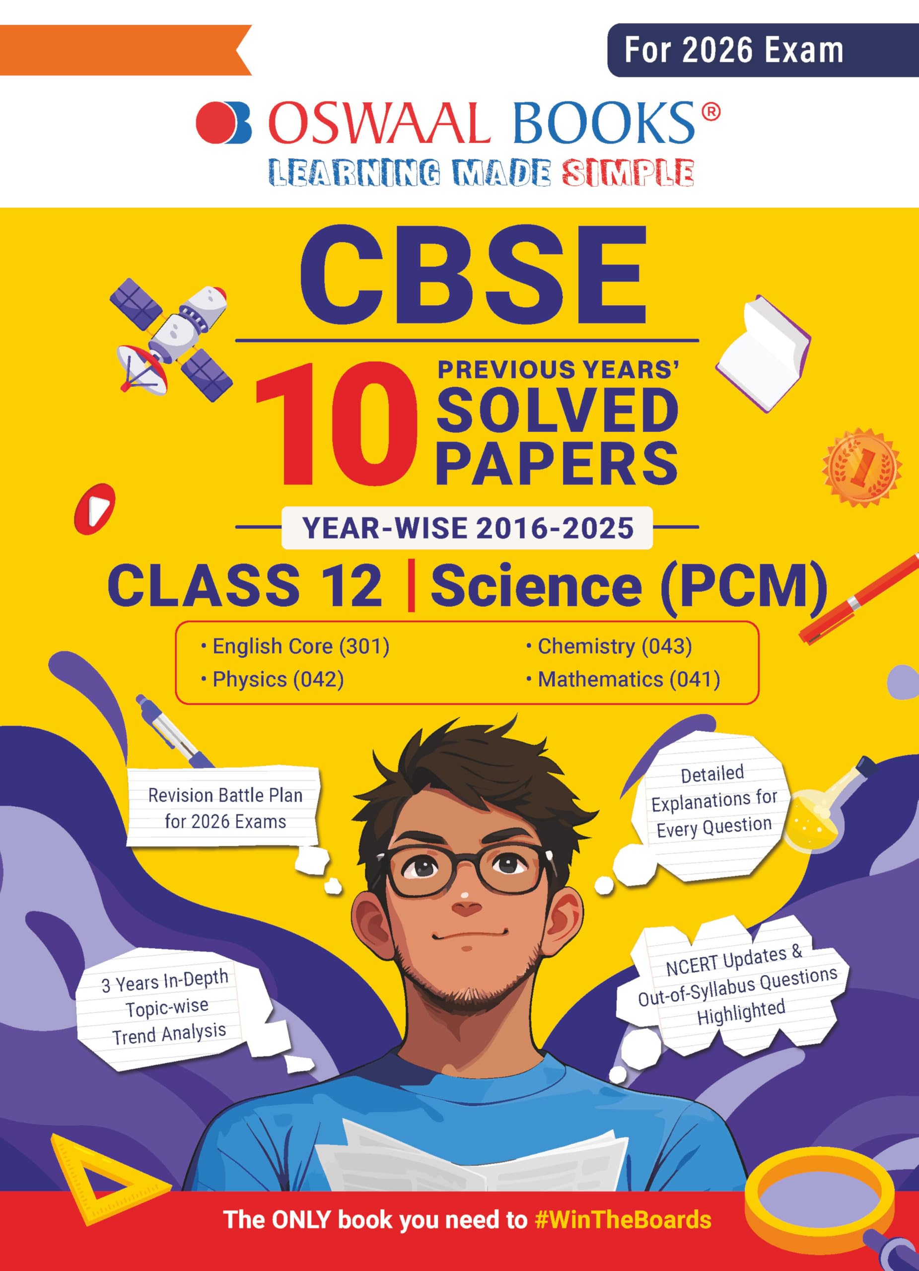 Oswaal CBSE 10 Previous Years' Solved Papers, Yearwise (2016-2025) Class 12 Science (PCM)( English Core, Physics, Chemistry & Mathematics) (For 2026Exam) Paperback – April 13, 2025