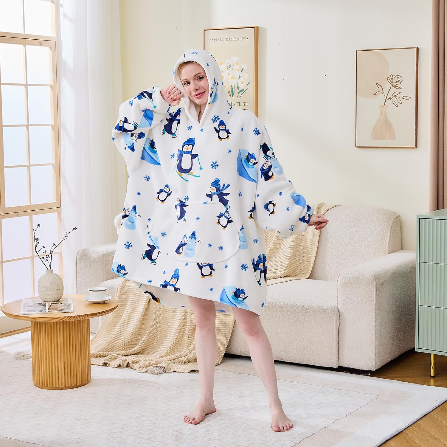 Moinlizy Blanket Hoodie Oversized Wearable Hooded Blanket for Adult Women and Men with Pocket Thick Sherpa Hoodie - Image 7