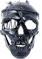 Vista 15 de Máscara de esqueleto espeluznante metálica estilo Steampunk para disfraz de Halloween, fiesta y cosplay