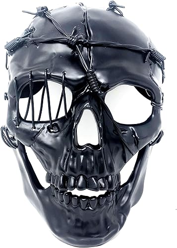 Miniatura 15 de Máscara de esqueleto espeluznante metálica estilo Steampunk para disfraz de Halloween, fiesta y cosplay