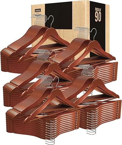 Miniatura 29 de Utopia Home - Paquete de 20 perchas de madera con ranura p/los hombros, de calidad prémium, duraderas y delgadas, para trajes, con gancho giratorio