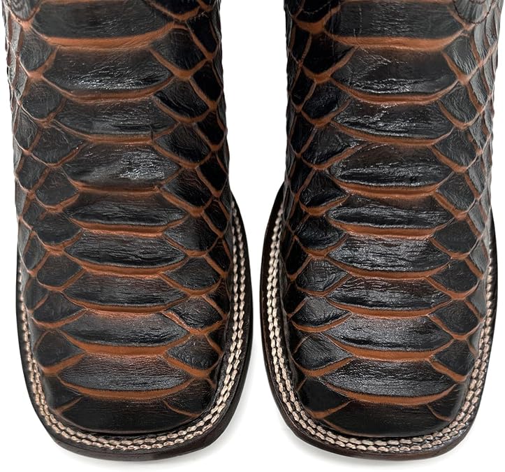 The Western Shops Mens Leather Exotic Python Print Square Toe Cowboy Boot