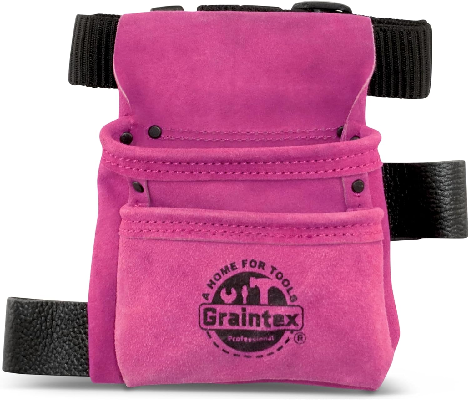 Graintex 2 Pocket Children's Tool Pouch, Suede Leather Pouch with Hammer Loop, Ideal for Home Improvement Projects, Kids Tool Belt for Young DIY Enthusiasts, Adjustable Webbing Belt