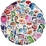 50Pcs Mixed Cartoon Inside Out Stickers Gifts for Kids Girl Laptop, Cute Waterproof Vinyl Cartoon Decal for Teen Water Bottle Bike Guitar Phone Skateboard Luggage (Inside Out)