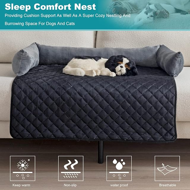 Foto 3 de 7 de PETCUTE Sofá para Perros Grande y Mediano,Protección para Sofá,Antiestres Cama para Perro de Felpa…