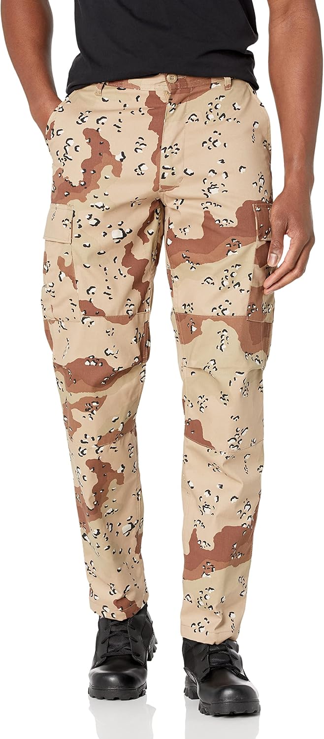BACKBONE Men's Camouflage Cargo Pants, Street Style Multi‑Pocket BDU Trousers
