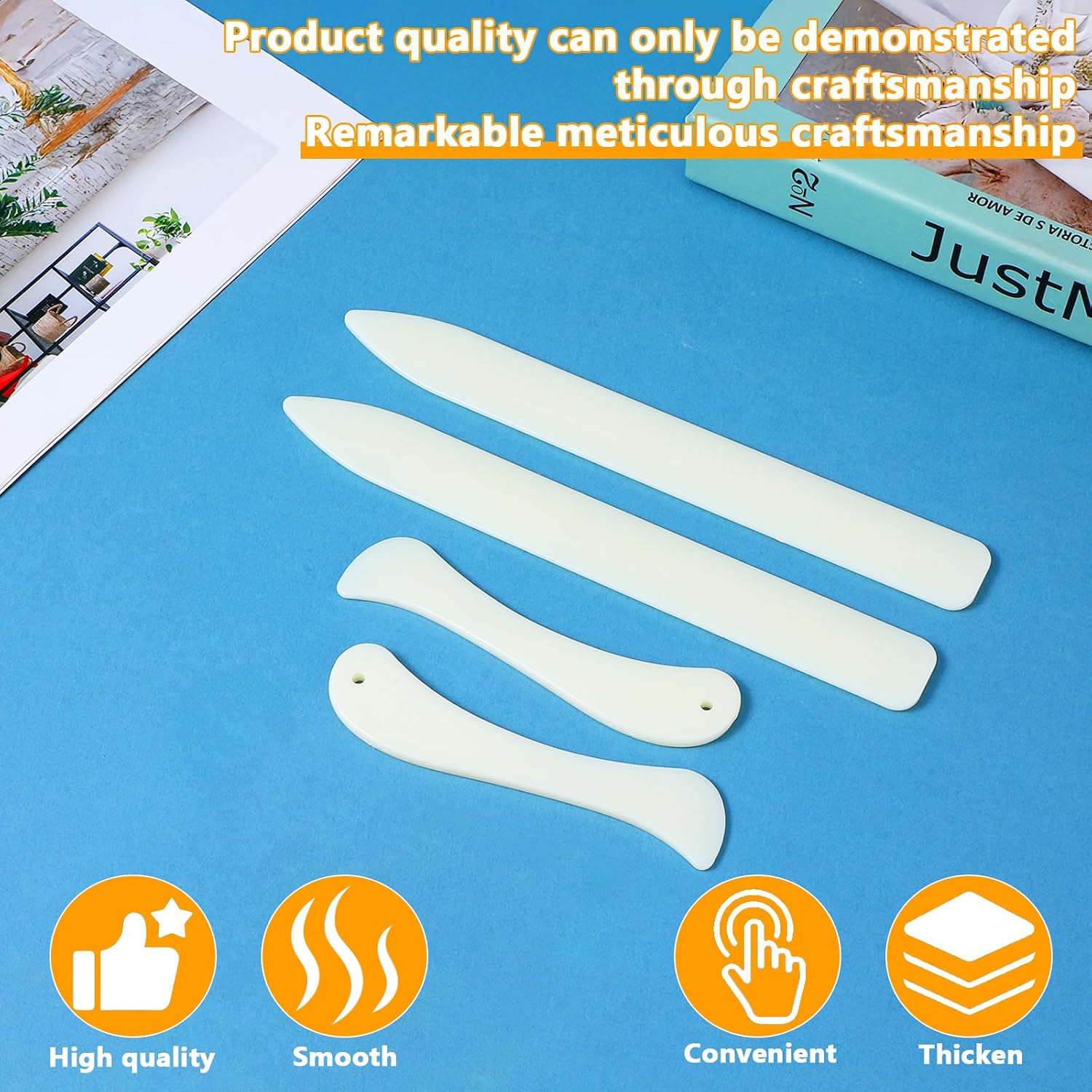 Ymapinc 4 pcs Bone Folders, Crease Makers Plastic Paper Folding Tool Creaser Bookbinding Tools for Making Paper Crafts Quilting Leathercraft Bookbinding