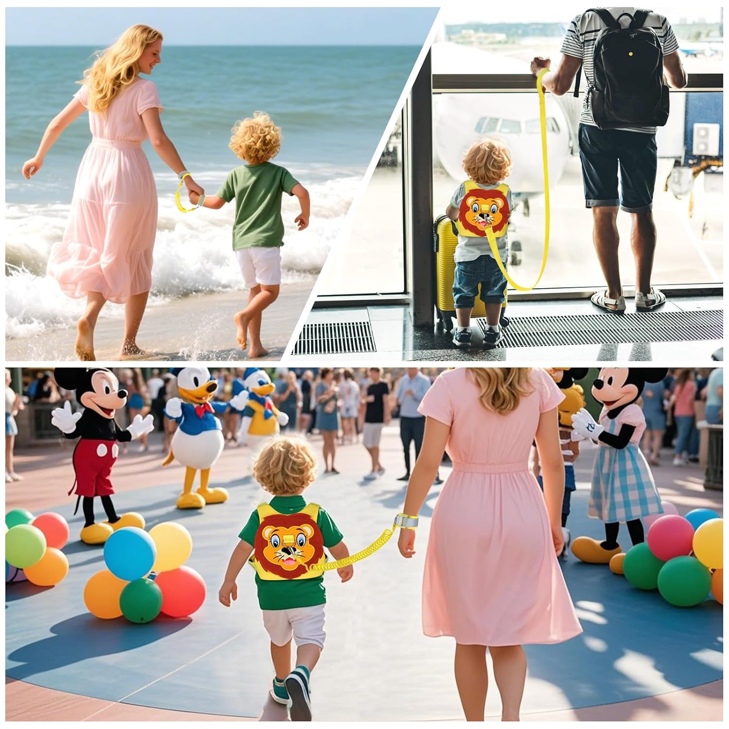 Toddlers Leash + Anti Lost Wrist Link Child Kids Safety Harness Kids Walking Wristband Assistant Strap Belt for Boys Pink Christmas Gift (Yellow) - Image 6