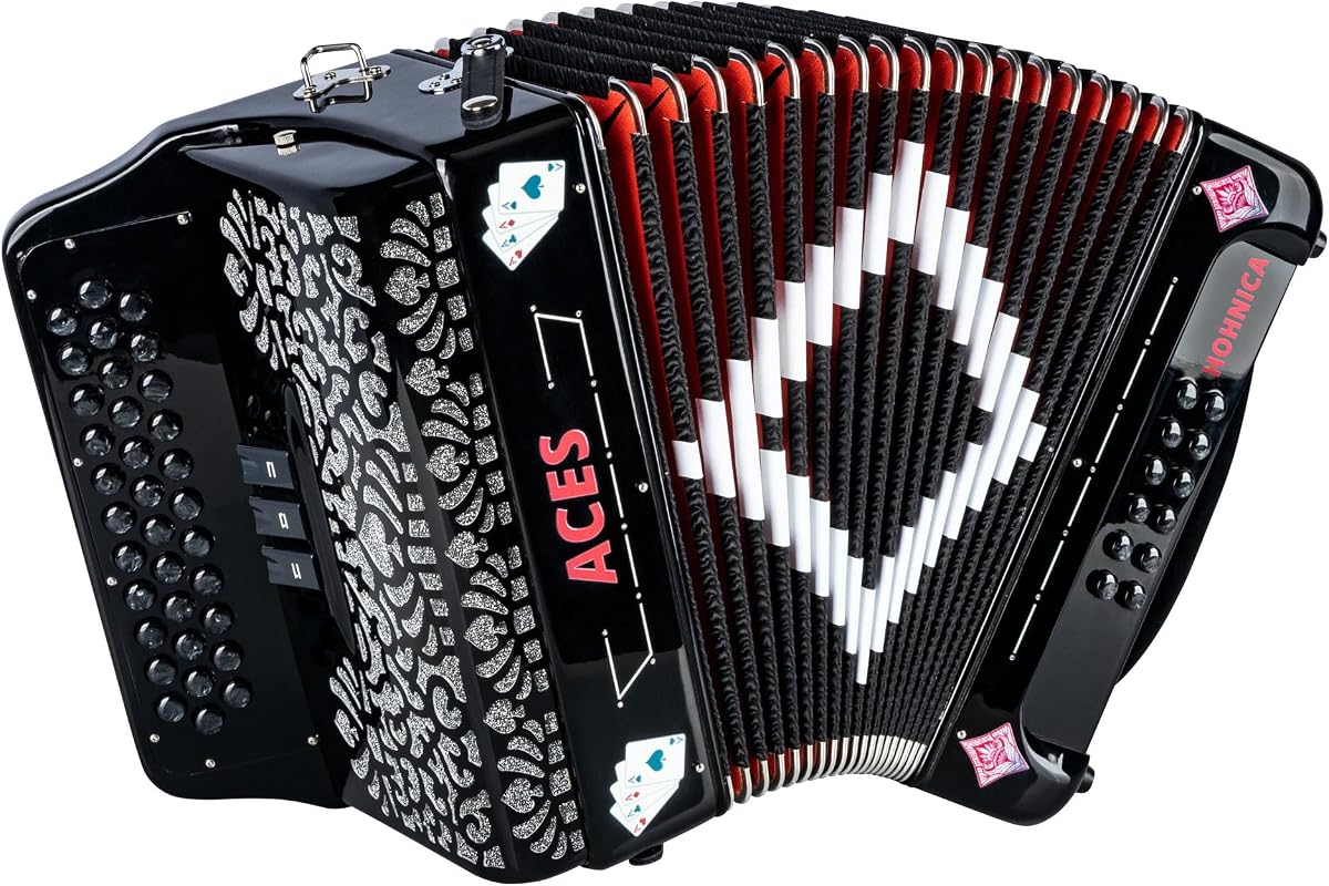 Hohner ACES II 34-Button Accordion with 3 Registers, Black, FBbEb
