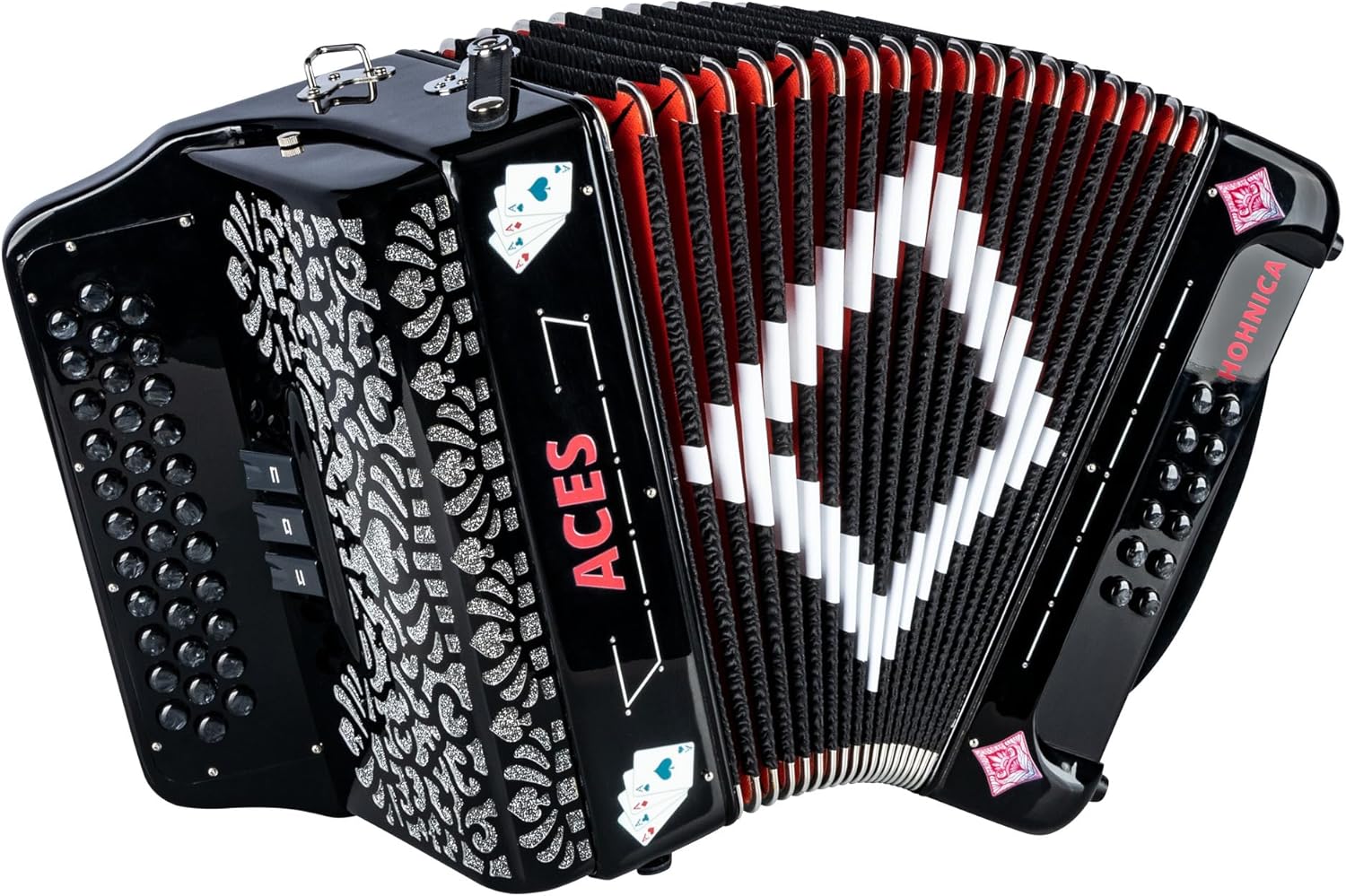 Hohner ACES II 34-Button Accordion with 3 Registers, Black, FBbEb