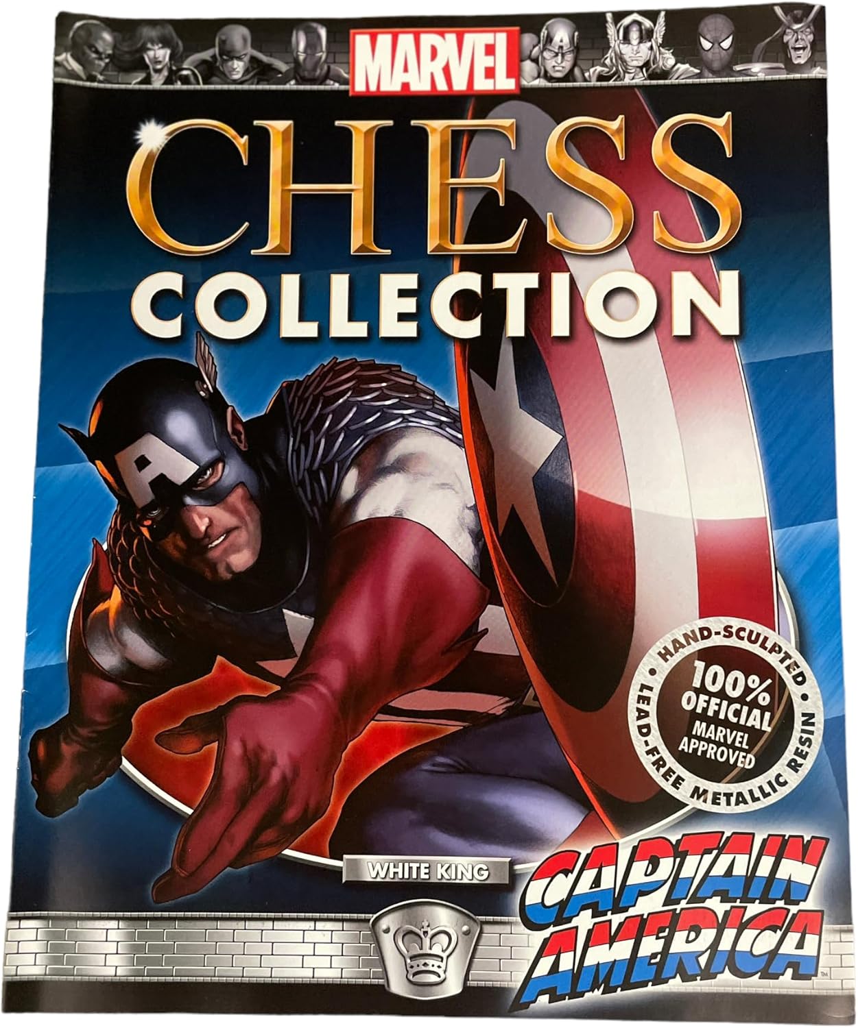 Eaglemoss Marvel Captain America Chess Piece Collection Statue, Hand Sculpted and Metallic Resin, with Magazine