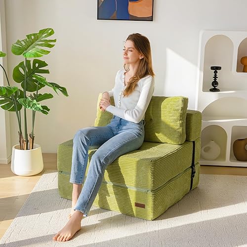 Miniatura 4 de MAXYOYO Sofá Cama Plegable, Sofá Cama Convertible con Espuma de Soporte de Alta Densidad, Silla Desplegable Portátil 4 en 1 que se Convierte en