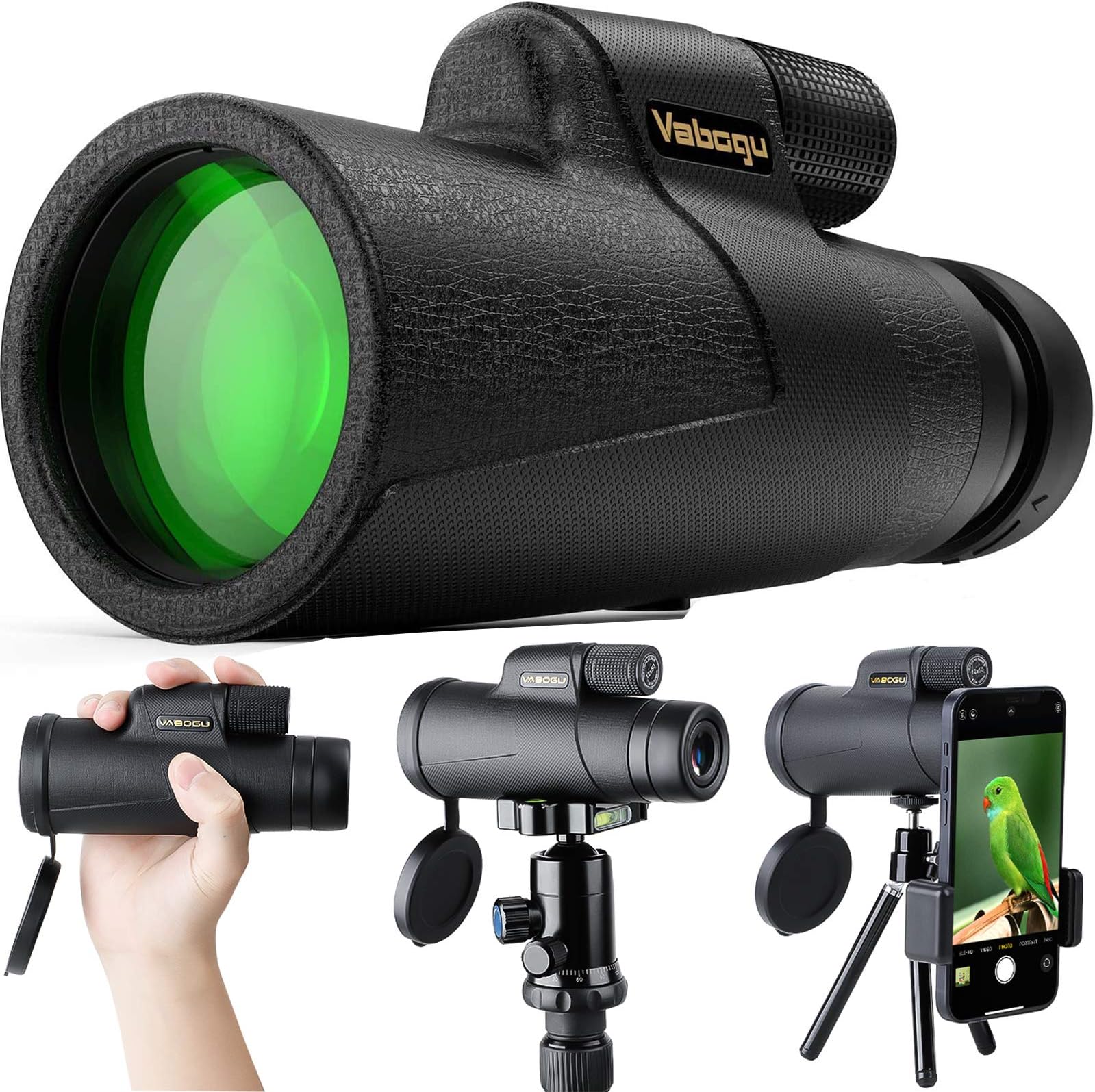 Monocular Telescope Compatible with iPhone Android, 12x50 High Power Monocular for Bird Watching Adults with Smartphone Holder & Tripod BAK4 Prism for Wildlife Hunting Camping Travelling