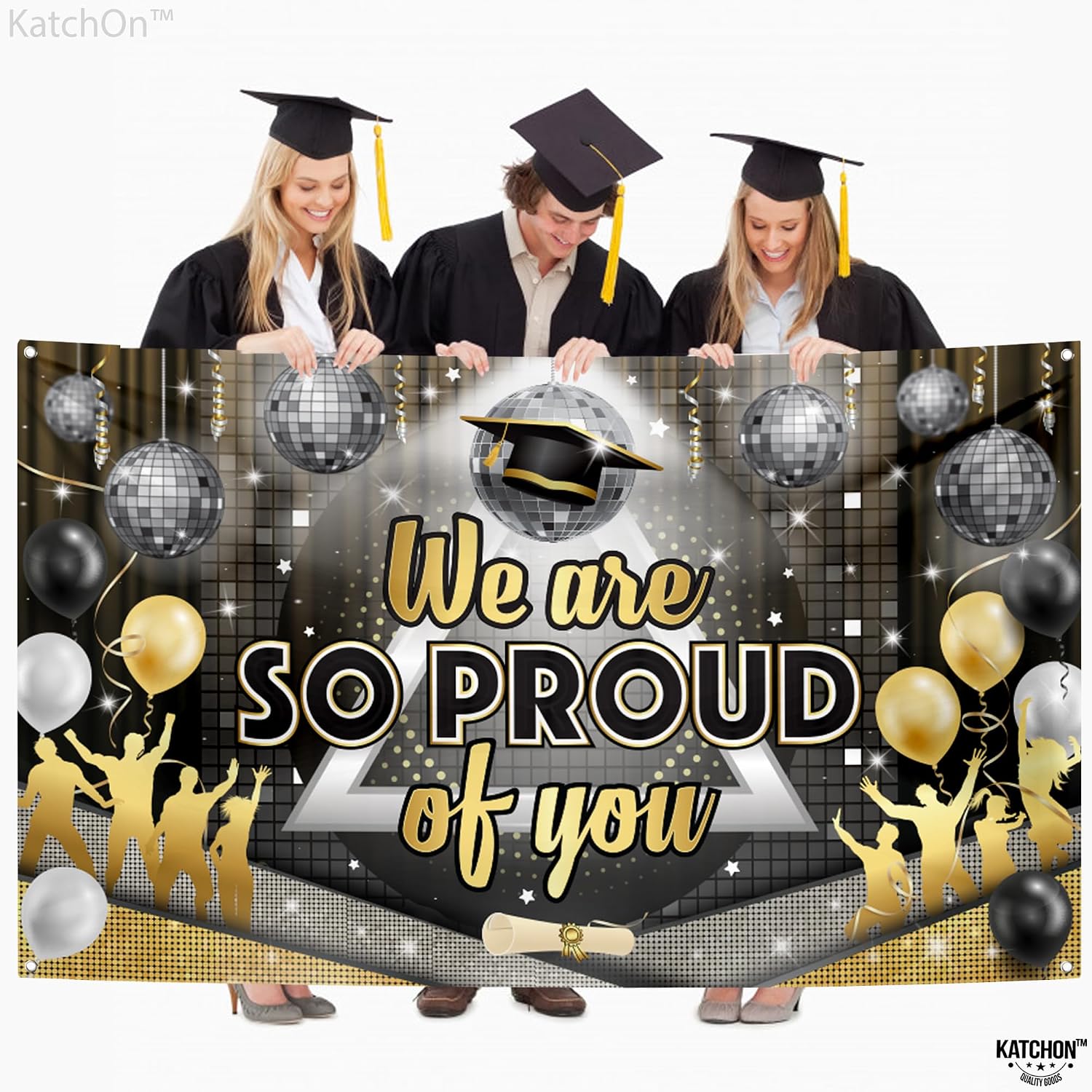 KatchOn, We are So Proud of You Banner - XtraLarge, 72x44 Inch | Disco Graduation Banner for Class of 2026 Graduation Decorations 2026 Congratulations Decorations Proud of You Decor