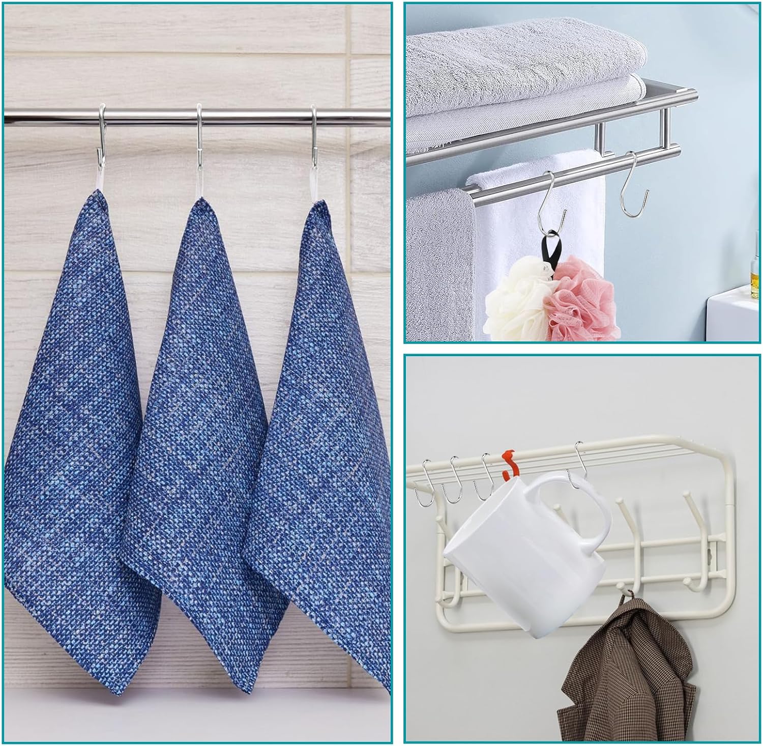 Mozeat Lens 60 PCS S Hooks for Hanging 1 Inch Metal Hanging Hooks Mini S Hooks S Shaped Iron Wire Hook Hanger for Hanging Jewelry Small Kitchenware Potted Plants, Silver - Image 3