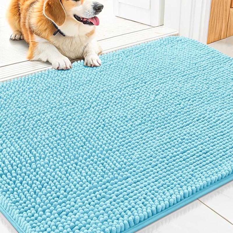Tapete para Cães Smiry em Chenille Absorvente para Patas, Sky Blue, 76,2 x 50,8 cm, 1 unidade