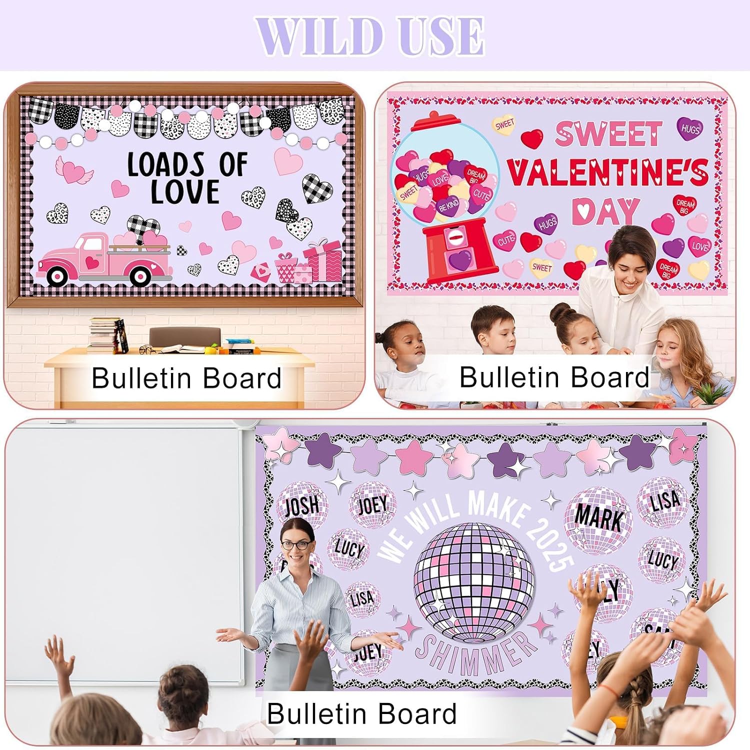 Purple Lavender Bulletin Board Roll Pastel Purple Reusable Waterproof Erasable Bulletin Board Poster Non-Woven Fabric Bulletin Wrapping Paper for Back to School Classroom Decor 15.55inx20ft