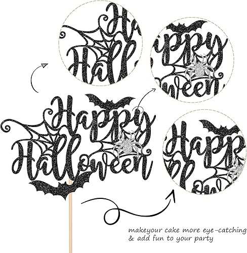 Miniatura 2 de Paquete de 24 adornos de Halloween para cupcakes con purpurina para baby boo, decoración de pasteles pequeños para decoración de pasteles con