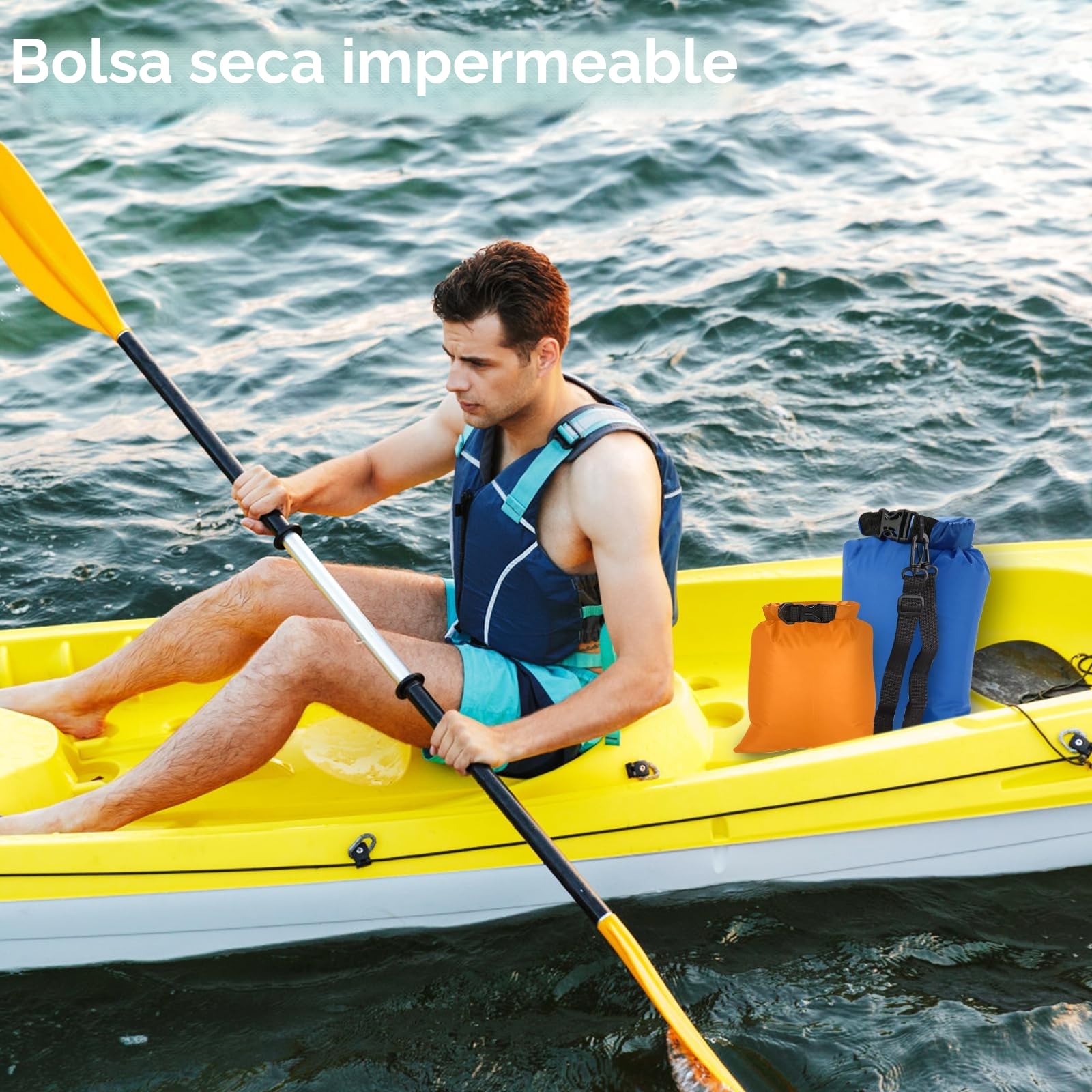 VFANDV Bolsa Estanca Impermeable 6 Piezas, 1.5/2.5/3/3.5/5/8L Bolsas Secas Ligeras Bolsas Secas Impermeables Bolsa Impermeable para Rafting Senderismo Viaje de Campamento Natación Esnórquel
