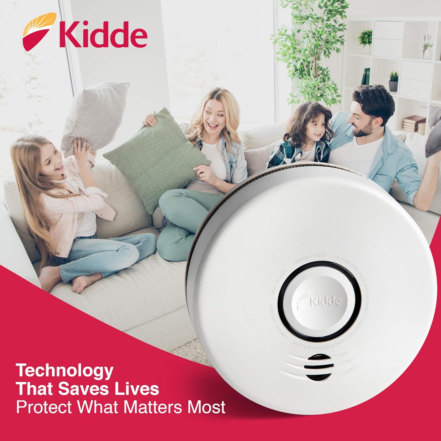 Kidde Smoke & Carbon Monoxide Detector, Lithium Battery Powered, Interconnect Combination Smoke & CO Alarm, Voice Alert - - 