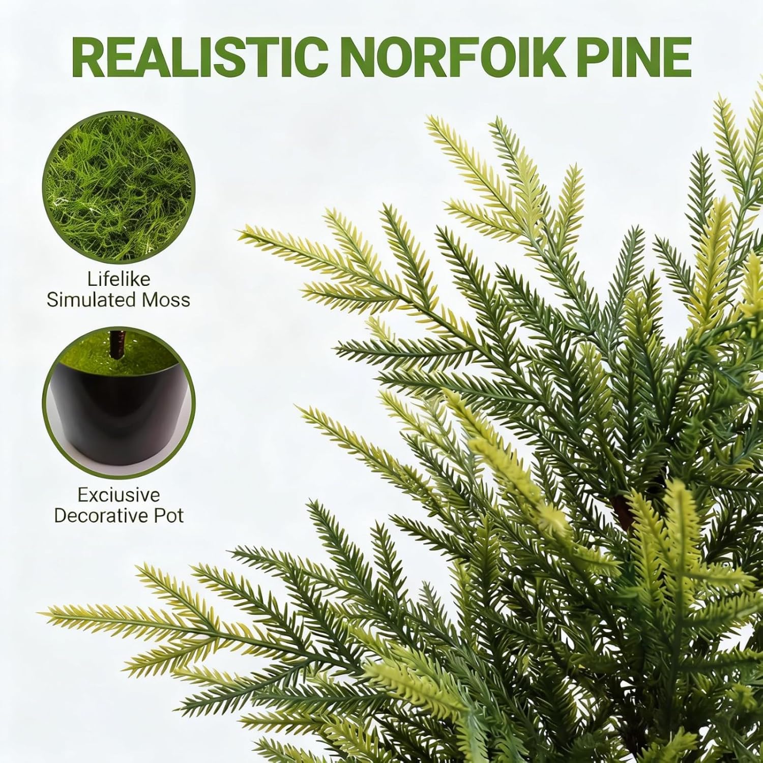 3FT Artificial Topiary Trees 2 Pack, Outdoor Topiaries Trees for Front Porch with Light, Realistic Fake Plants Norfolk Pine Trees for Indoor Home Front Door Offices
