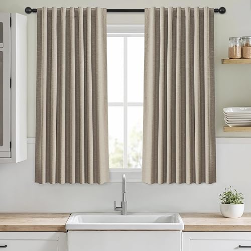 Cortinas opacas de 54 pulgadas de largo, juego de 2 paneles para sala de estar, dormitorio, pestaña trasera, aislamiento térmico, cortinas opacas