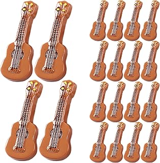 20Pcs Miniature Guitar 1.4 Inch Tiny Guitar Model Realistic Dollhouse Guitar Resin Mini Guitar Desktop Musical Instrument Model for Dollhouse Decorations