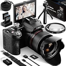 NBD 64MP Digital Cameras for Photography,5K Vlogging Cameras for YouTube,16X Optical Zoom Travel Point and Shoot Digital Cameras Fotograficas with 180°Flip Screen,58mm UV Lens,2 Batteries(Black)