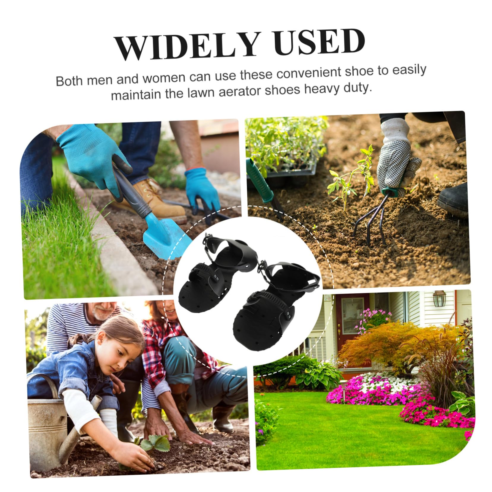 Hemobllo Zapatos Aireadores de Césped de PU Correa Ajustable para Jardinería, Herramienta Resistente y Fácil de Montar para Airear el Suelo del Jardín